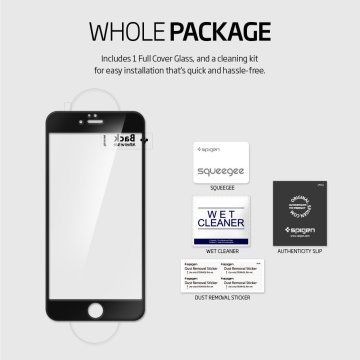 Spigen iPhone 6s Plus/6 Plus ile Uyumlu Cam Ekran Koruyucu Full Ekran Kaplama Black