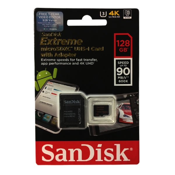 Sandisk Extreme 128GB Micro SD Hafıza Kartı Adaptörlü SDSQXVF-128G-GN6MA