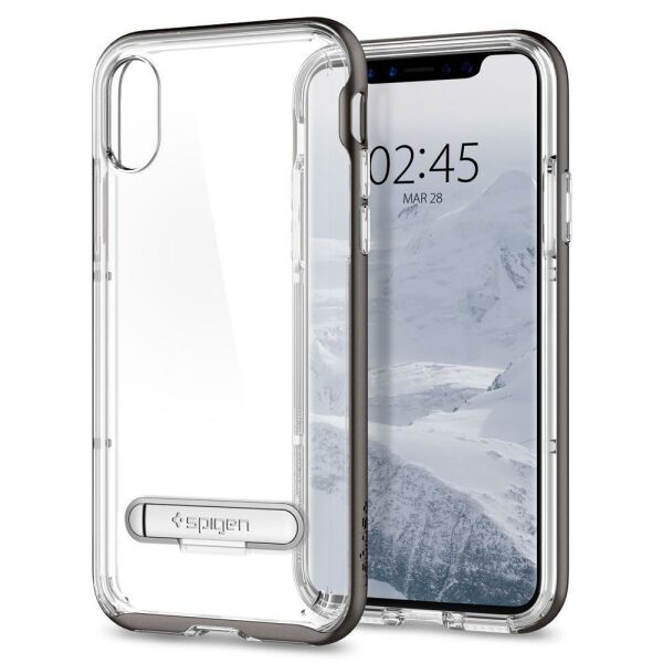 Spigen iPhone X ile Uyumlu Kılıf Crystal Hybrid Gunmetal