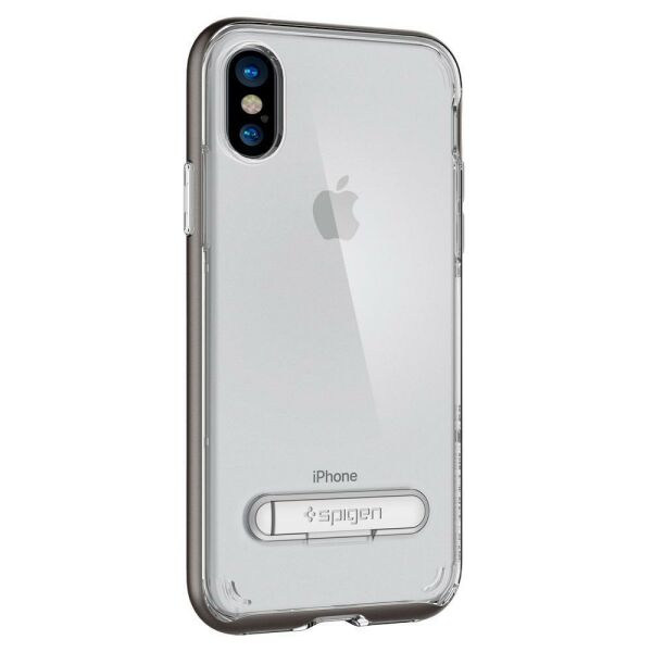 Spigen iPhone X ile Uyumlu Kılıf Crystal Hybrid Gunmetal