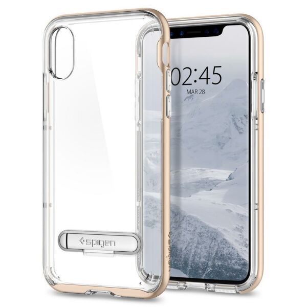 Spigen iPhone X ile Uyumlu Kılıf Crystal Hybrid Champagne Gold