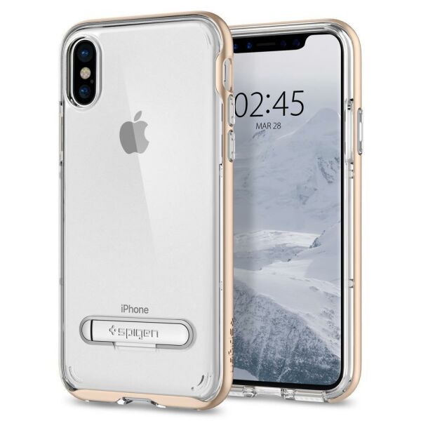 Spigen iPhone X ile Uyumlu Kılıf Crystal Hybrid Champagne Gold