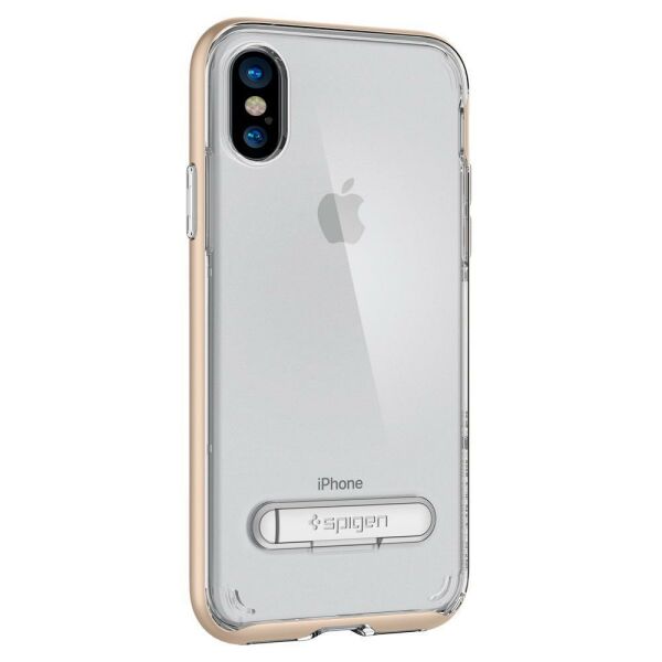 Spigen iPhone X ile Uyumlu Kılıf Crystal Hybrid Champagne Gold