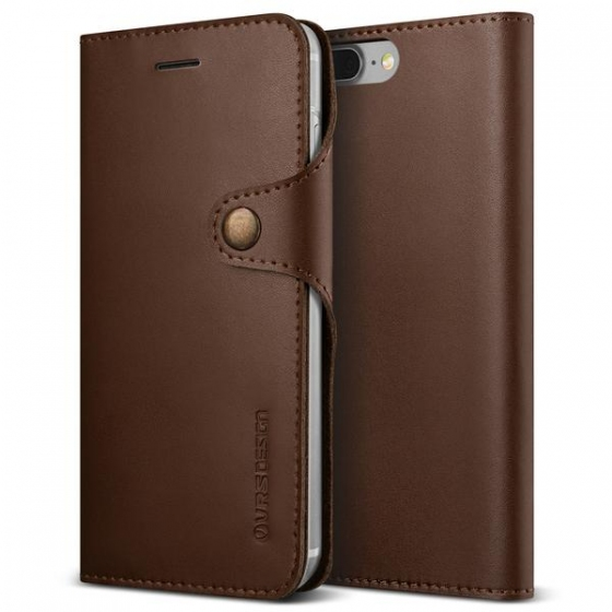 VRS Design iPhone 8 Plus / 7 Plus ile Uyumlu Native Diary Kılıf Dark Brown