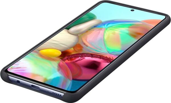 Galaxy A71 ile Uyumlu Silikon Kılıf Siyah EF-PA715TBEGWW