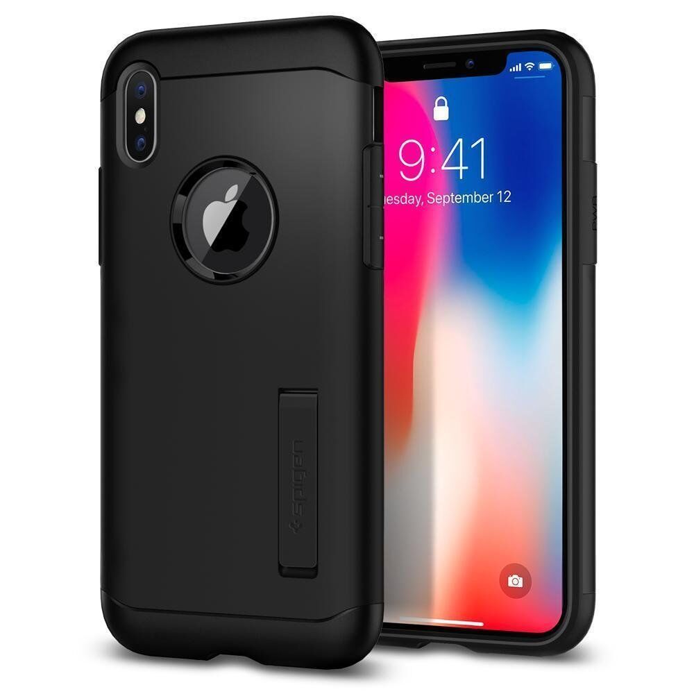 Spigen iPhone X ile Uyumlu Kılıf Slim Armor Black