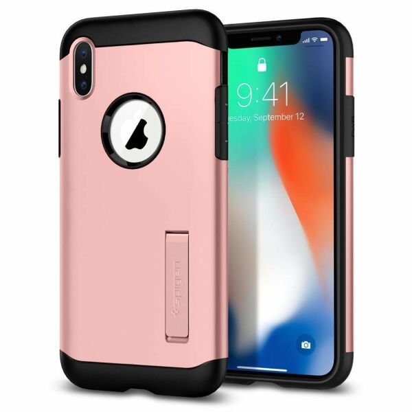 Spigen iPhone X ile Uyumlu Kılıf Slim Armor Rose Gold