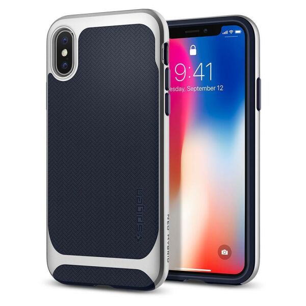 Spigen iPhone X ile Uyumlu Kılıf Neo Hybrid Satin Silver