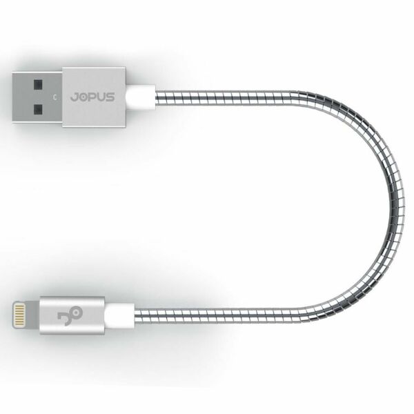 Jopus iPhone 7\7 Plus ile Uyumlu Data-Hızlı Şarj Kablosu Metal Gövdeli ve Başlı JO-DK5 20cm Short Spiral Gri