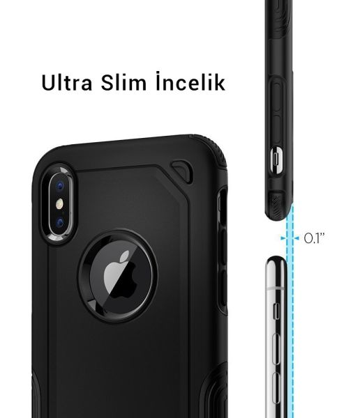 Spigen iPhone X ile Uyumlu Kılıf Hybrid Armor Black