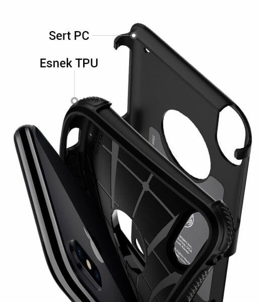 Spigen iPhone X ile Uyumlu Kılıf Hybrid Armor Black