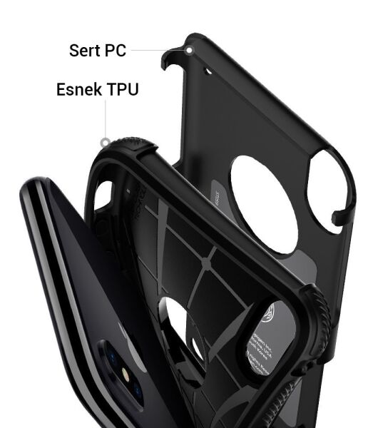 Spigen iPhone X ile Uyumlu Kılıf Hybrid Armor Black