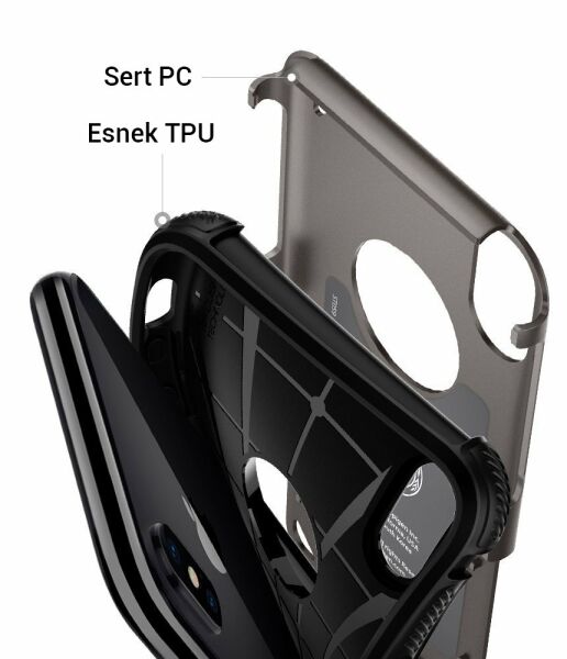 Spigen iPhone X ile Uyumlu Kılıf Hybrid Armor Gunmetal