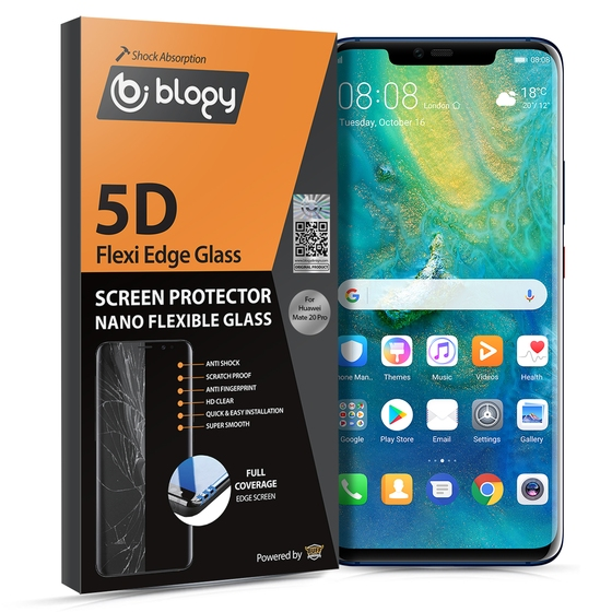 Blogy Mate 20 Pro ile Uyumlu Flexi Edge 5D Ekran Koruyucu