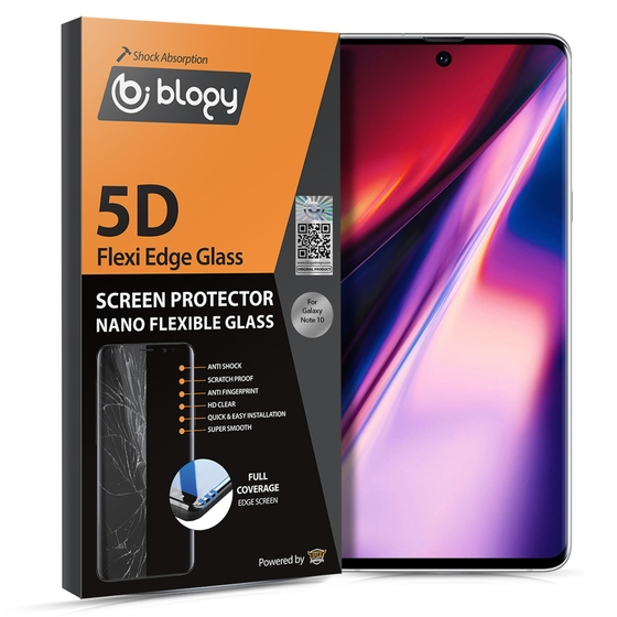 Blogy Galaxy Note 10 ile Uyumlu Flexi Edge 5D Ekran Koruyucu