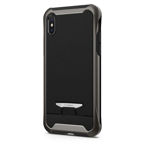 Spigen iPhone X ile Uyumlu Kılıf Reventon Signature Serisi Gunmetal