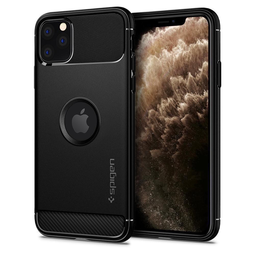 Spigen iPhone 11 Pro ile Uyumlu Kılıf Rugged Armor Matte Black