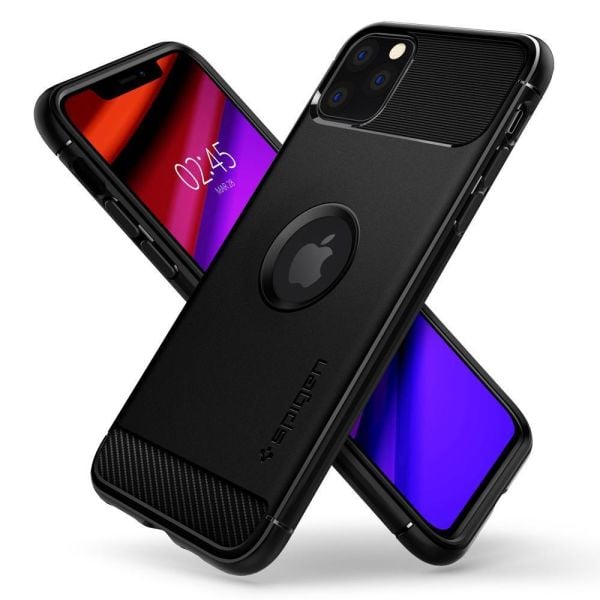 Spigen iPhone 11 Pro ile Uyumlu Kılıf Rugged Armor Matte Black