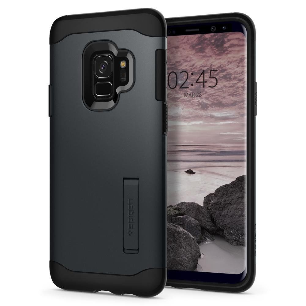 Spigen Galaxy S9 ile Uyumlu Kılıf Slim Armor Metal Slate