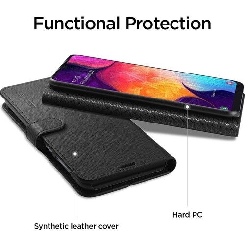 Spigen Galaxy A50/A50s/A30s ile Uyumlu Kılıf Wallet S Saffiano Black
