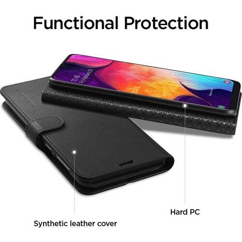 Spigen Galaxy A50/A50s/A30s ile Uyumlu Kılıf Wallet S Saffiano Black