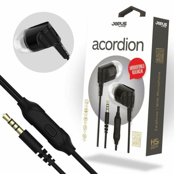 Mytell Mikrofonlu Kulaklık 3,5 Universal JO-K52 Acordion Siyah