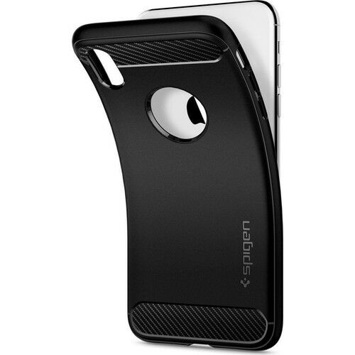 Spigen iPhone XS Max ile Uyumlu Kılıf Rugged Armor Matte Black