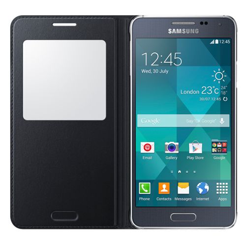 Galaxy Alpha G850 ile Uyumlu S View Kılıf Siyah EF-CG850BBEGWW (Out)