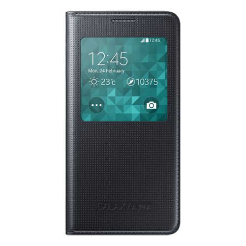 Galaxy Alpha G850 ile Uyumlu S View Kılıf Siyah EF-CG850BBEGWW (Out)