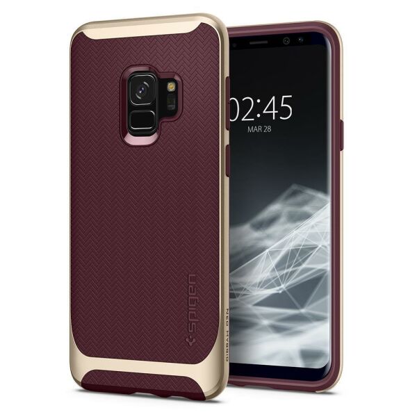 Spigen Galaxy S9 ile Uyumlu Kılıf Neo Hybrid Burgundy