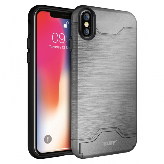 Buff iPhone X ile Uyumlu Slim Folder Kılıf Silver