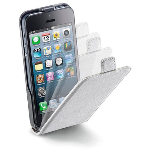 Cellular Line iPhone SE/5S/5 ile Uyumlu Flap Essential Kuzu Derisi Kılıf Beyaz FLAPESSENIPHONE5W (Out)
