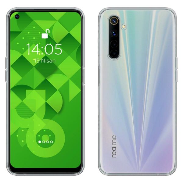 Jopus Realme 6 ile Uyumlu Tıpalı Kamera Korumalı Silikon Kılıf Şeffaf
