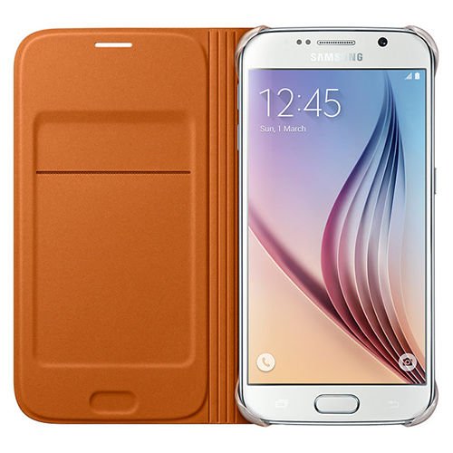 Galaxy S6 ile Uyumlu Flip Wallet (Tekstil) Turuncu EF-WG920BOEGWW