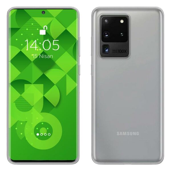 Jopus Galaxy S20 Ultra ile Uyumlu Tıpalı Kamera Korumalı ile Uyumlu Silikon Kılıf Şeffaf