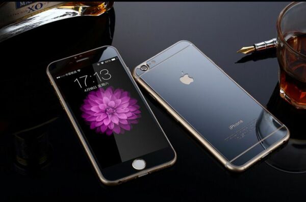 iPhone 6S Plus ile Uyumlu Siyah Renkli Aynalı Ekran Koruyucu Cam