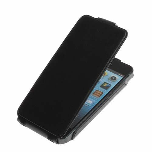 iPhone SE/5S/5 ile Uyumlu Kaliteli Dik Model Deri Kılıf Siyah