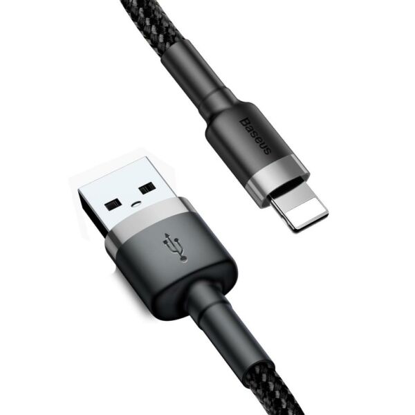 Baseus Cafule Cable 2.4A Lightning Şarj Kablosu Gri Siyah 0.5M CALKLF-AG1