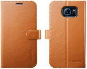 Spigen Galaxy S6 ile Uyumlu Kılıf Wallet S Cüzdan Brown