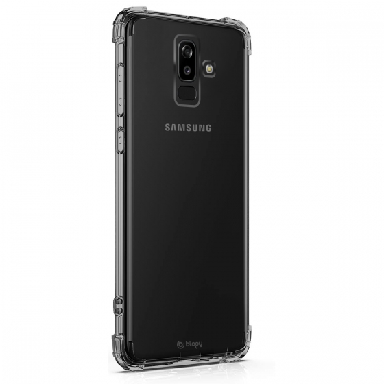 Blogy Galaxy A6 Plus ile Uyumlu Crystal Fit Kılıf Smoke Black