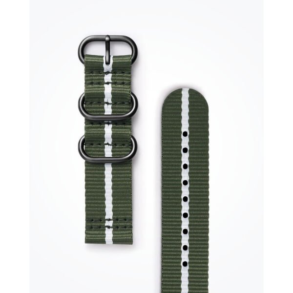 Strap Studio Gear Sport ile Uyumlu Premium Nato Kayış Yeşil / Beyaz