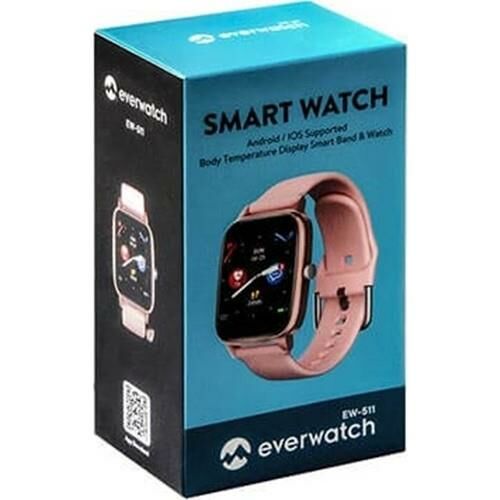 Everest Ever Watch EW-511 Android/ıos Vücut Isı Göstergeli Akıllı Saat-Pembe