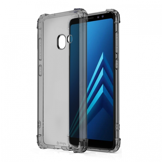 Blogy Galaxy A8 Plus ile Uyumlu Crystal Fit Kılıf Smoke Black