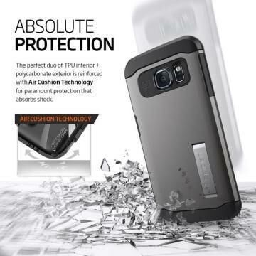 Spigen Galaxy S6 Edge ile Uyumlu Kılıf Slim Armor Gun Metal