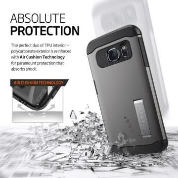 Spigen Galaxy S6 Edge ile Uyumlu Kılıf Slim Armor Gun Metal