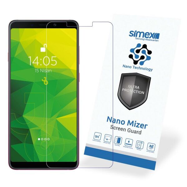 Simex Galaxy A9 2018 ile Uyumlu Şeffaf Ekran Koruyucu CEK-110 Nano Mizer