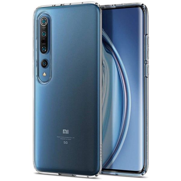 Spigen Mi 10 ile Uyumlu Kılıf Liquid Crystal 4 Tarafı Tam Koruma Crystal Clear