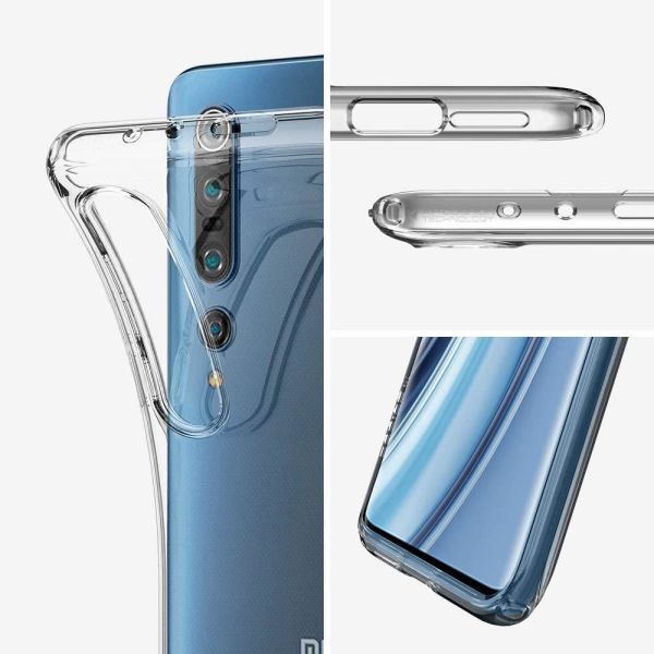 Spigen Mi 10 ile Uyumlu Kılıf Liquid Crystal 4 Tarafı Tam Koruma Crystal Clear