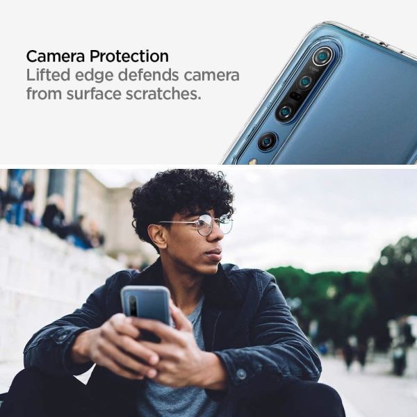 Spigen Mi 10 ile Uyumlu Kılıf Liquid Crystal 4 Tarafı Tam Koruma Crystal Clear