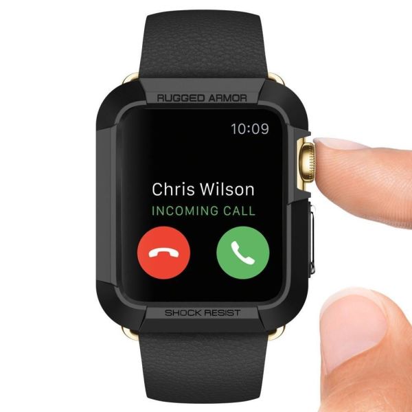 Spigen Apple Watch 3/2/1 ile Uyumlu Kılıf Rugged Armor (42mm) Smooth Black